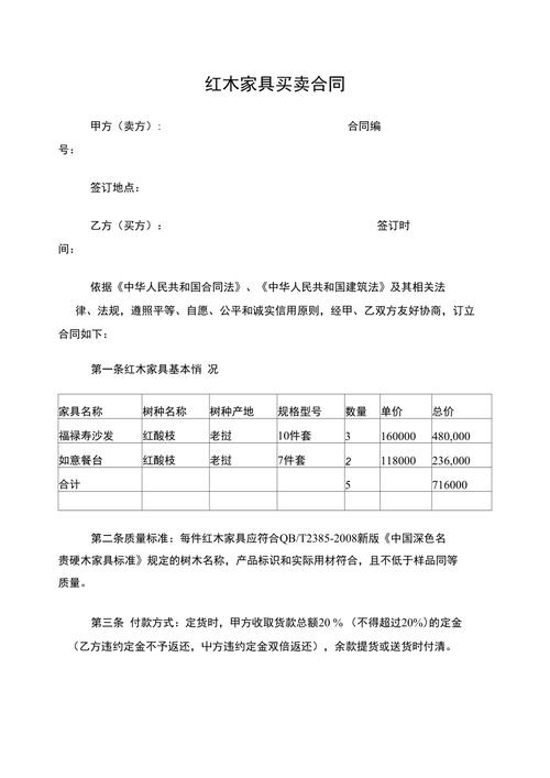家具合同范本-红木家具合同范本